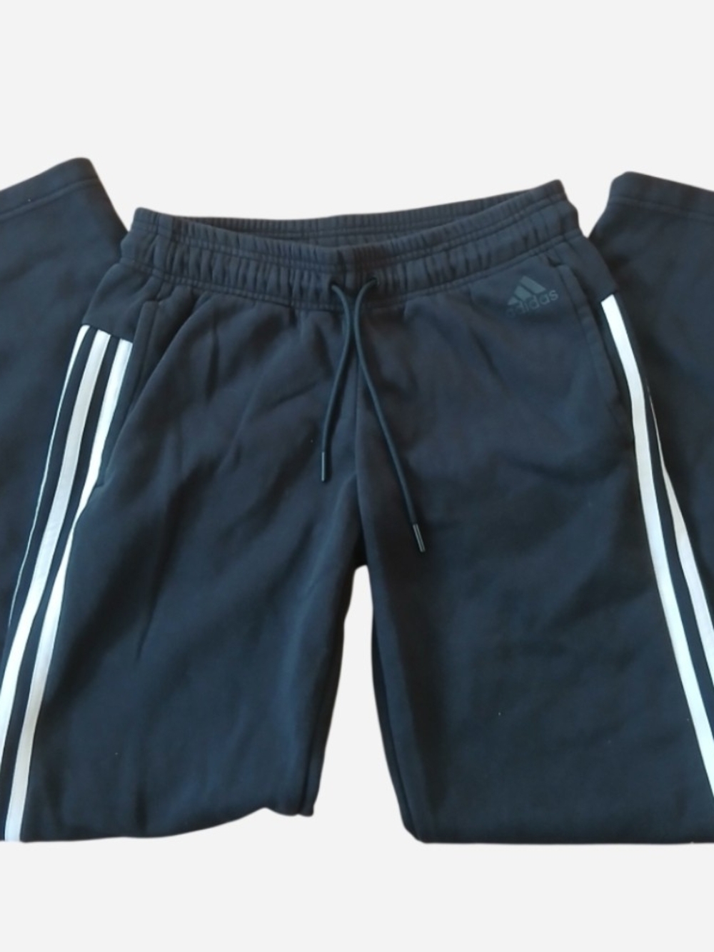 Adidas Sweatpants Womens XS Black White 3 Stripes Fleece Track Pants